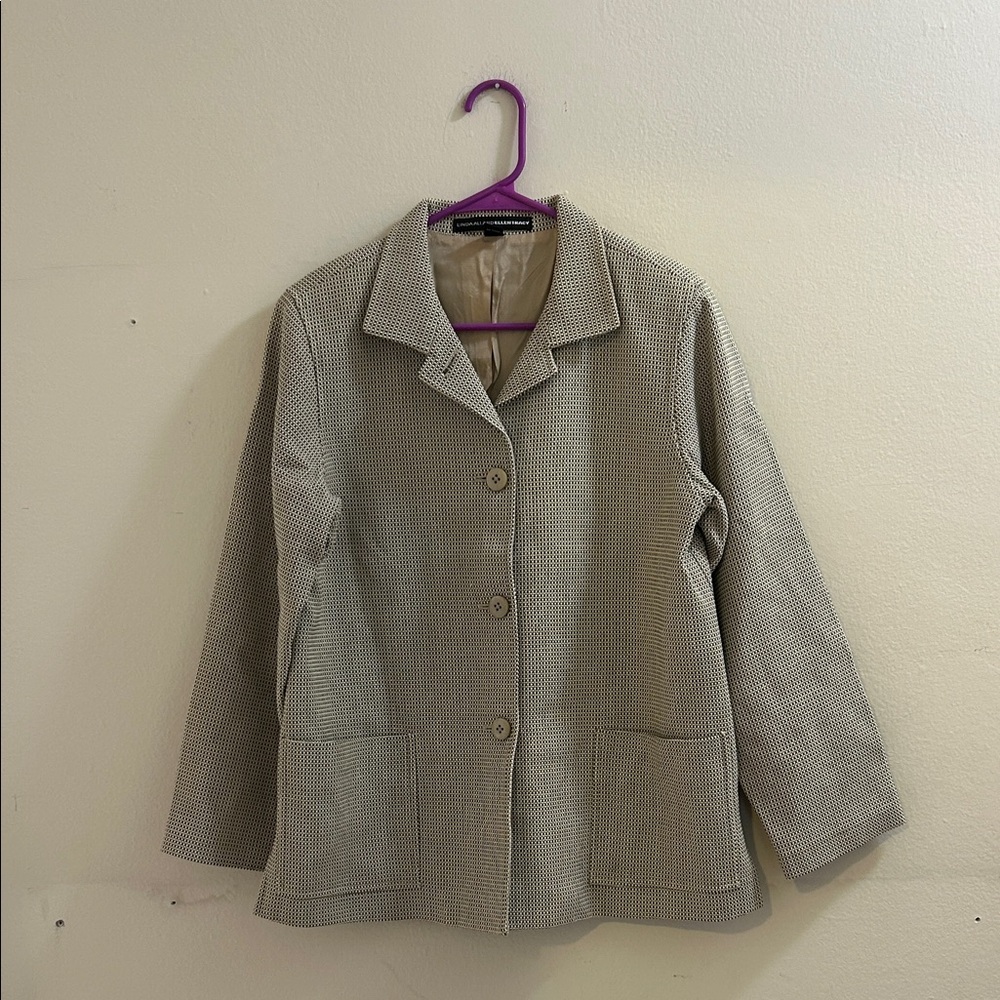 Linda Allard Ellen Tracy Beige Textured Blazer* - Picture 1 of 7